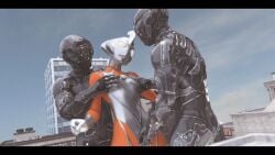 3d alien alien_girl alien_humanoid animated animated breasts building city female fondling fondling_breast fondling_pussy giantess original original_character pussy superheroine thick_thighs ultraman_(franchise) ultrawoman