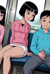 ai_generated ben_10 ben_10_alien_force ben_10_ultimate_alien breasts cartoon_network female jeanbombila666 julie_yamamoto masturbation milf oppai public