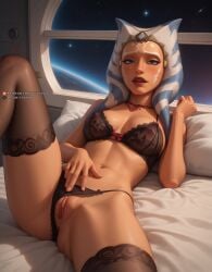 ahsoka_tano ai_generated lingerie lying orange_skin sexy_pose showing_pussy star_wars stockings vuxkan