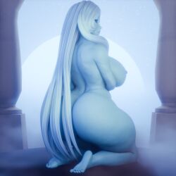 1:1 2025 3d_(artwork) alien alien_humanoid ass big_breasts big_butt blue_and_white blue_body blue_diamond_(steven_universe) blue_skin breasts cartoon_network digital_media_(artwork) feet female hair hi_res humanoid long_hair mature_female monochrome not_furry parllyx solo steven_universe thick_thighs
