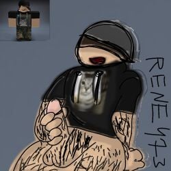 1boy artist_name bad_anatomy big_penis enjoying hair hairy_male hat hidden_eyes jerking jerkingoff male oc original_character penis reference_image rene473 request roblox roblox_avatar robloxian self_upload smiling tagme touching_penis