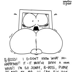 2boys animate_inanimate ass balls ballsack big_ass big_butt black_and_white blush blush_lines blushing_profusely comic_page completely_nude computer computer_monitor computer_screen duo duo_male embarrassed embarrassed_nude_male english english_dialogue english_text huge_ass huge_butt humanoid_genitalia male male_only monochrome no_sex nude nude_male objectum oc page_4 testicles wowthisisgreat