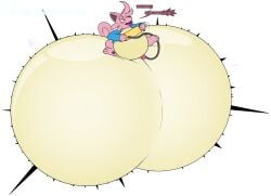 2025 air_from_penis air_inflation air_puff air_pump alpha_channel aroused balls belly big_balls bloatable blue_clothing blue_shirt blue_topwear cattiva close_to_bursting clothing dialogue genitals hair hi_res huge_balls hyper hyper_balls hyper_genitalia hyper_inflation inflation linked_speech_bubble male moan pal_(species) palworld penis pink_body pink_hair pink_text pocketpair pointy_speech_bubble shirt simple_background speech_bubble text tongue tongue_out topwear transparent_background white_text yellow_belly