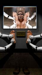 1boy 3d 3d_(artwork) 3d_artwork beard blindfold blindfolded_male chest_hair comission elmamoru hairy_chest joel_miller laughing male male_only moustache nipple_play no_visible_genitalia pinching_nipples robot_arm robot_arms shoes shoes_removed tagme the_last_of_us tickle tickle_fetish tickle_machine tickle_torture tickling_armpits tickling_feet