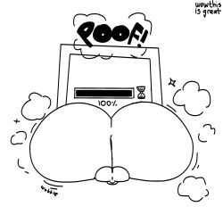 2boys animate_inanimate ass balls ballsack big_ass big_butt black_and_white clouds comic_page computer computer_monitor computer_screen duo duo_male huge_ass huge_butt humanoid_genitalia loading_bar loading_screen male male_only monochrome no_sex objectum oc page_3 testicles wowthisisgreat