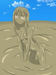 bang_dream! breasts completely_covered_in_mud completely_naked completely_nude covered_in_mud dirty dirty_girl female female_only minato_yukina mud muddy naked nipples nude slowly_(artist) solo tagme