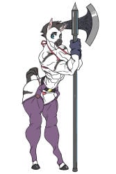 2017 2:3 abs absurd_res anthro armor axe big_breasts black_body black_clothing black_fur black_gloves black_handwear breasts camel_toe cleavage clothed clothing convincing_weapon equid equine female female_only fur gloves grin handwear hi_res jijis-waifus looking_at_viewer mammal melee_weapon multicolored_body multicolored_fur muscular muscular_anthro muscular_female simple_background skimpy smile solo striped_body striped_fur stripes two_tone_body two_tone_fur unconvincing_armor weapon white_background white_body white_fur zebra