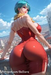 1girls ai_generated anus areolae ass ass_bigger_than_head belliora bob_cut breasts breasts_bigger_than_head bulma_briefs bulma_briefs_(frieza_saga) choker curvy curvy_female curvy_figure dragon_ball dragon_ball_z female female_focus female_on_cloth female_only from_below gaping gaping_anus hands_on_ass huge_ass huge_breasts looking_at_viewer looking_back seductive seductive_eyes seductive_look seductive_smile shiny_skin short_hair solo solo_female solo_focus standing teasing tiara voluptuous voluptuous_female
