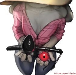 2025 anthro ball_gag breasts buttplug cleavage clothed clothing disney female fur gag grey_body grey_fur hi_res judy_hopps lagomorph leporid mammal musikalgenius plug_(sex_toy) rabbit sex_toy simple_background solo whip white_background zootopia
