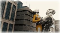 3d alien alien_girl alien_humanoid animated animated breasts building city female fondling fondling_breast fondling_pussy giantess original original_character pussy superheroine thick_thighs ultraman_(franchise) ultrawoman