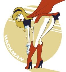 2d ass athletic athletic_female blonde_hair blue_eyes bubble_butt busty dc dc_comics exposed female female_focus female_only flashing hackman hourglass_figure long_hair makeup supergirl superman_(series) tagme wide_hips