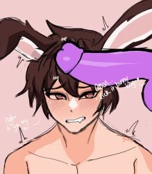 2boys bunny_ears circumcised cock_hungry cock_on_head cock_worship dick_worship ears_down fellatio furry gay male penis penis_worship submissive submissive_male under_penis worshiping yaoi