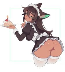 ass character_request copyright_request going_down_on maid maid_outfit maid_uniform maidcousin tagme