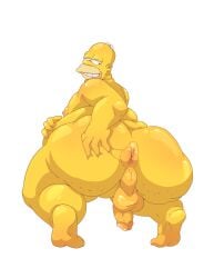 anus ass asshole balls big_ass big_butt chubby_male dilf docdraw docdraw_(artist) gay hand_on_ass homer_simpson looking_back male male_only mature_male naked no_background nude obese obese_male overweight overweight_male penis smiling spread_anus spread_ass squatting the_simpsons yellow_skin