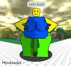 1female 1futa background balls belly belly_button breasts chubby chubby_female cock detailed_background fat female flaccid flaccid_penis futa_only futanari hovkasqka huge_balls huge_breasts huge_cock intersex long_penis looking_at_viewer massive_breasts noob noob_(roblox) obese obese_female penis roblox roblox_game robloxian sagging_breasts solo thick_thighs
