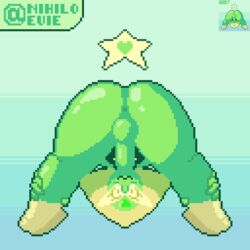 alien alien_girl ass bent_over cock-tail dickgirl futa futanari gem_(species) hard_pixels intersex nihiloevie peridot_(steven_universe) pixel_art presenting_anus presenting_hindquarters steven_universe