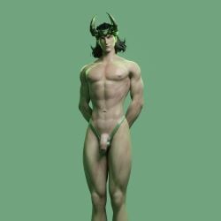 3d 3d_(artwork) 3d_artwork abs bob_cut bonoimma chest dick_out_of_underwear green_eyes hands_behind_back loki_(marvel) loki_(marvel_rivals) male male_only marvel marvel_rivals naked naked_male nude nude_male six_pack soft solo solo_male standing tagme thong uncircumcised uncircumcised_penis veins_on_cock veins_on_dick veins_on_penis veiny_cock veiny_dick veiny_penis
