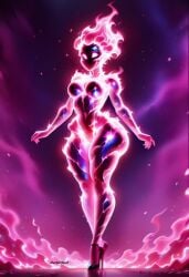1girls ai_generated animated breasts darkeffect elemental_creature elemental_humanoid feet_together female female_focus female_only fire fire_creature fire_hair fire_humanoid flame flames high_heels no_mouth nude rear_view small_waist solo solo_female solo_focus tagme video