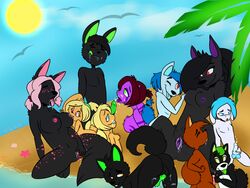 anthro beach black_fur cub cubs cum family green_penis matrix matrix_fang orgy water