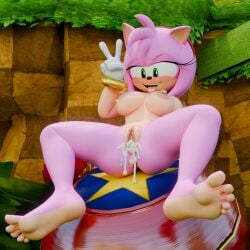 2025 3d_(artwork) accessory amy_rose anthro anus areola ass big_areola big_breasts big_nipples blush bodily_fluids breasts clothing cum cum_in_ass cum_in_vagina cum_inside digital_media_(artwork) eulipotyphlan feet female genital_fluids genitals gesture gloves green_eyes hair hair_accessory hairband hand_gesture handwear hedgehog hi_res mammal mostly_nude nipples open_mouth open_smile pink_body pink_hair pussy sega smile soles solo sonic_(series) sonic_the_hedgehog_(series) tan_body tongue tongue_out twintails3d v_sign vulva