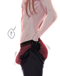 1boy abs big_ass bsd bulge bulge_through_clothing bungo_stray_dogs chuuya_nakahara fit_male gloves lex_dark male male_only muscular_male nakahara_chuuya red_hair side_view