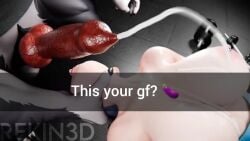 3d animated anthro anthro_on_human barely_clothed big_breasts caption cheating cuckolding cum_in_throat cum_on_body cum_on_breasts cum_swallow knotted_penis knotting light-skinned_female oral_knotting pierced_nipples rekin3d tagme throat_bulge throat_fuck video werewolf