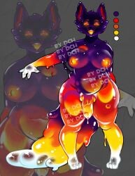balls big_breasts breasts canid canine dch female front_view futa/female futanari genitals goo_creature happy hi_res intersex intersex/female lava_lamp_creature mammal nipples nude_futa penis shaded smile solo solo_focus tongue tongue_out vein veiny_penis