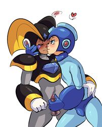 2boys armor bass_(mega_man) blush drcockula erection gay kissing latex love mega_man mega_man(classic) mega_man_(character) robot yaoi