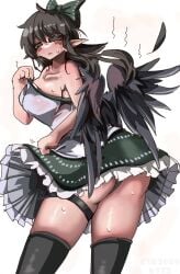 =_= ass_focus exhausted eye20806972 from_behind huge_ass looking_back reiuji_utsuho see-through steam sweat sweaty touhou twisted_torso utsuho_reiuji