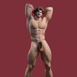 1boy 3d 3d_(artwork) 3d_artwork abs armpit_hair armpits arms_behind_back beard big_chest bonoimma chest_hair erect erect_cock erect_dick erect_penis erecton hairy_armpit hairy_chest happy_trail male male_only marvel marvel_rivals moustache peter_quill six_pack solo solo_male standing starlord starlord_(marvel_rivals) winking winking_at_viewer
