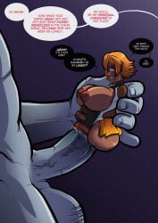 absurdly_large_cock carrying cock_sleeve cocksleeve faceless_male handled handling holding holding_partner huge_breasts human_onahole igawa_sakura imminent_sex insertion it'll_never_fit living_cock_sleeve living_condom living_sex_toy monster monster_cock orange_hair quadruple_amputee questionable_consent revealing_clothes size_difference sparrow_(artist) sweat taimanin_(series) taimanin_asagi unseen_character worried worried_expression