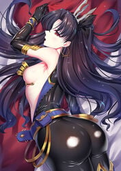 1girls aata1007_(artist) artist_request ass black_hair fate/grand_order fate_(series) female female_ass female_only ishtar_(fate) looking_at_viewer red_eyes shiny shiny_skin tagme tohsaka_rin