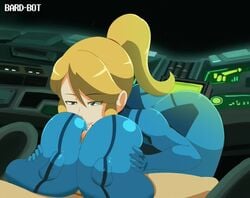 1boy 1girls animated ass bard-bot beauty_mark blonde_hair blue_eyes bodysuit bouncing_ass bouncing_breasts breast_grab breasts cleavage clothed_female_nude_male curvy drooling erect_nipples female gigantic_breasts half-closed_eyes huge_areolae huge_ass human licking long_hair metroid monitor nintendo no_sound nude oral paizuri paizuri_over_clothes ponytail puffy_nipples saliva samus_aran shorter_than_10_seconds shorter_than_30_seconds skin_tight source_request text thick_thighs video voluptuous watermark wet wide_hips zero_suit zero_suit_samus