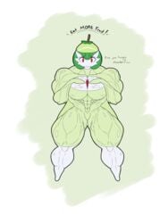 1girls abs big_breasts big_muscles body_paint breasts female_only gardevoir hyper muscular muscular_female nude pear pokemon pokemon_(species) pokemon_rse text thick_thighs what wide_hips xxdexseaxx