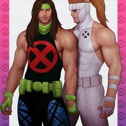 2boys drawnpr0n gay male male_only marvel marvel_comics penis penis_grab rictor shatterstar uncensored uniform x-force x-men yaoi