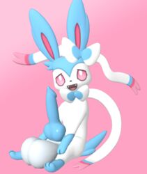 3d animal_genitalia animal_penis anthro balls big_balls blue_penis canine canine_penis gradient_background knot looking_at_viewer low_poly male male_focus male_only male_sylveon meowchan pokemon pokemon_(species) pokemon_xy solo sylveon