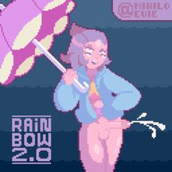 1futa ahe_gao balls bottomless cum cumshot erection futa_only futanari gem_(species) hands-free hard_pixels intersex nihiloevie no_pants partially_clothed penis pixel_art rainbow_quartz_2.0 steven_universe umbrella