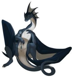 2018 aliena-cordis anus dragon female feral looking_at_viewer membranous_wings nude pinup pose presenting pussy scalie solo spreading teasing transparent_background wings