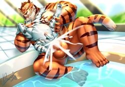 anal anal_sex armpit_hair big_penis cum dingding duo felid forced inflation invalid_tag koshinn_(character) male mammal pantherine penetration penis rape size_difference stomach_bulge tiger yaoi