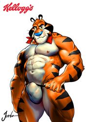 1boy 2016 anthro bara black blue bulge eyes frosted_flakes fur furry furry_only jockstrap jorden_arts kellogg's male male_only mammal mascot muscles muscular muscular_male neckerchief no_humans nose orange_body orange_fur partially_clothed patreon solo stripes tiger tony_the_tiger underwear yellow