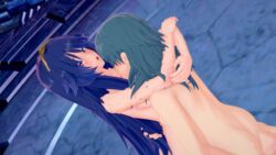 1futa 3d ass byleth_(fire_emblem) byleth_(fire_emblem)_(female) female fire_emblem fire_emblem:_three_houses fire_emblem_awakening futanari heart-shaped_pupils kissing koikatsu licking lucina_(fire_emblem) nintendo oneofmillions super_smash_bros.