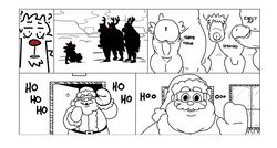 2018 ? anothermeekone anthro antlers balls beard belt building capreoline cervid christmas comic door erection facial_hair group hat holidays horn house humanoid_penis humor male male_only mammal moustache penis pubes reindeer rudolph_the_red-nosed_reindeer santa_claus santa_hat size_difference smaller_male standing toony uncut window