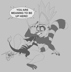 2017 all_hail_king_julien cum cum_in_pussy cum_inside cuntboy dialogue dragon dreamworks furry intersex interspecies king_julien lemur madagascar_(series) male mammal netflix open_mouth primate size_difference tongue tsuyagami