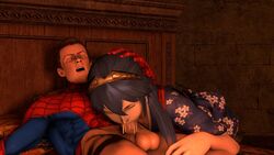 3d cowman crossover eastern_and_western_character female fire_emblem fire_emblem_awakening lucina_(fire_emblem) male marvel marvel_comics penis peter_parker spider-man spider-man_(series) straight_hair tagme