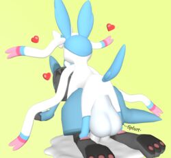 3d alternate_color anthro big_balls canine cum cum_in_pussy cum_inside cum_overflow doggy_style duo excessive_cum female gradient_background heart huge_balls knotting lucario male meowchan nintendo pokemon pokemon_(species) sex shiny_pokemon sylveon video_games