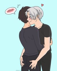 2boys ass_grab black_hair black_hair_bottom domination gay groping katsuki_yuuri light_hair_on_dark_hair male male/male male_only teddybear_93 viktor_nikiforov white_hair white_hair_on_black_hair white_hair_top yuri!!!_on_ice