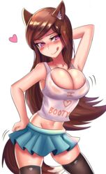 1girls big_breasts breasts cleavage female female_only fox_girl large_breasts looking_at_viewer solo spilling_out thighhighs ytrall