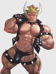 blonde_hair bowsette genderswap_(ftm) human humanized leather luxuris male male_bowsette male_only mario_(series) muscle muscular new_super_mario_bros._u_deluxe nintendo rule_63 solo video_games