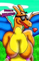 anthro big_breasts breasts charizard female lactating milk nintendo nipples pokémon_(species) pokemon pokemon_(species) snizard video_games wings