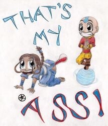 1boy 1girls aang air_nomad airbender_tattoo anal avatar_legends avatar_the_last_airbender clothing dankwart dark-skinned_female dark_skin digital_media_(artwork) english_text female interracial katara male nickelodeon straight_hair tattoo text the_avatar thermometer water_tribe what